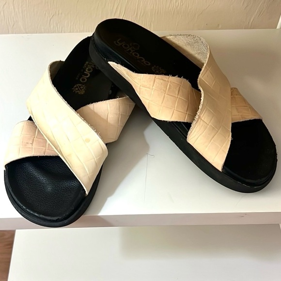 Yokono,Made in Spain,Women Slip-On Sandals in Cream,Leather,Wide-Width,Size 9.5W - Picture 5 of 5